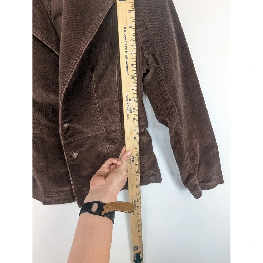 St Johns Bay Womens Brown Corduroy Stretch‎ Blazer Jacket Size 6 Button Front